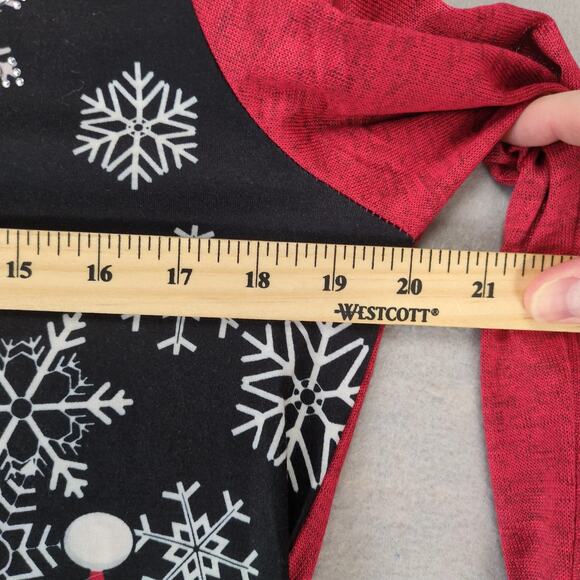 Onque Casual Santa Gnomes Holiday Shirt Top Womens XL P Embellished Snowflakes - Picture 4 of 10